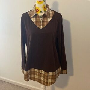 DJT Top Size Brown Plaid XL